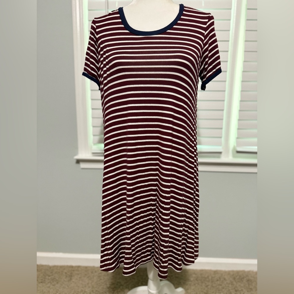 Rue21 Maroon and White Casual Raglan Midi Dress